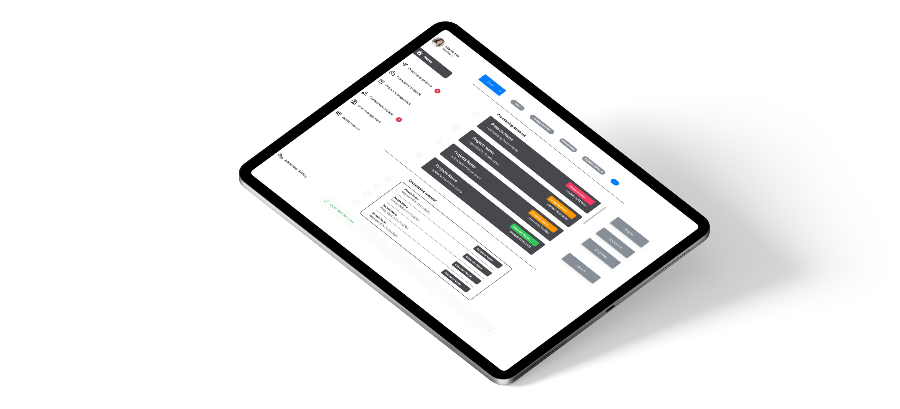 the backend dashboard